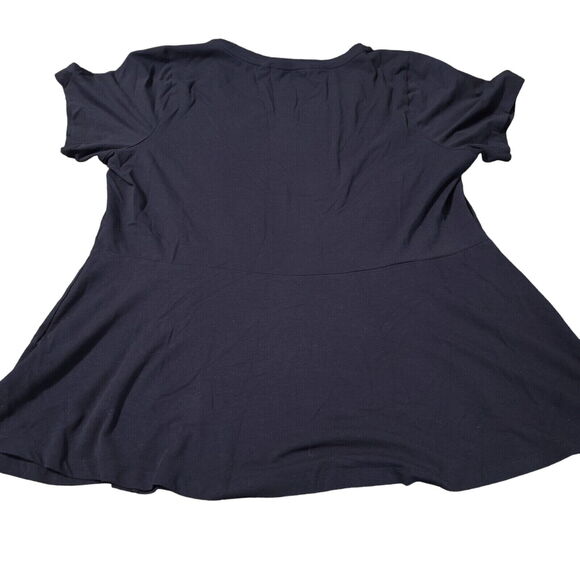 Isaac Mizrahi Live Womens Top Blue Size 1X Cotton Blend Stretch Pullover - Picture 2 of 12